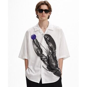 OAMC Lobster Graphic Button Up Shirt Mens L White